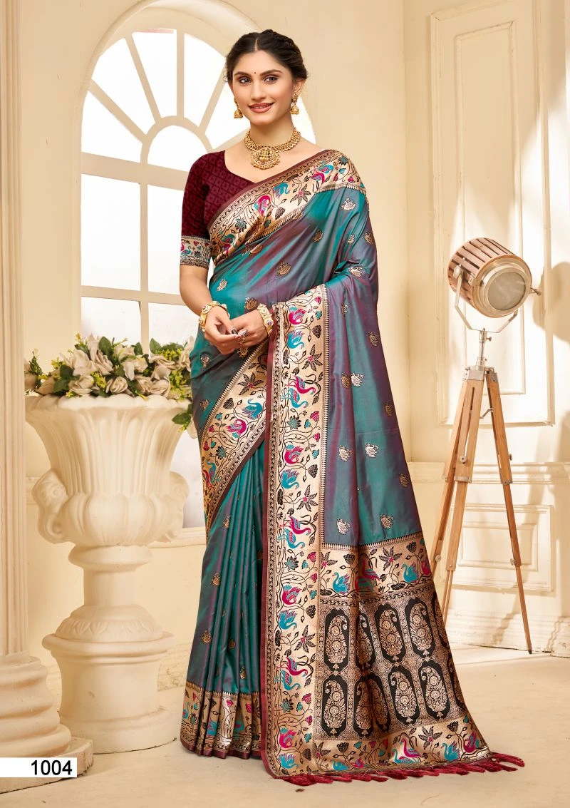Bunawat Pushpa Silk Sangam Prints Silk Woven Worked Saree 2