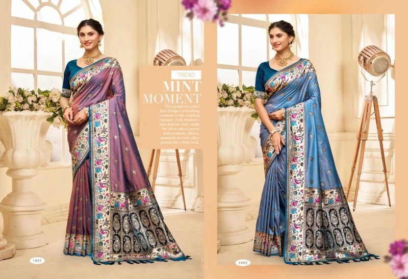 Bunawat Pushpa Silk Sangam Prints Silk Woven Worked Saree 3