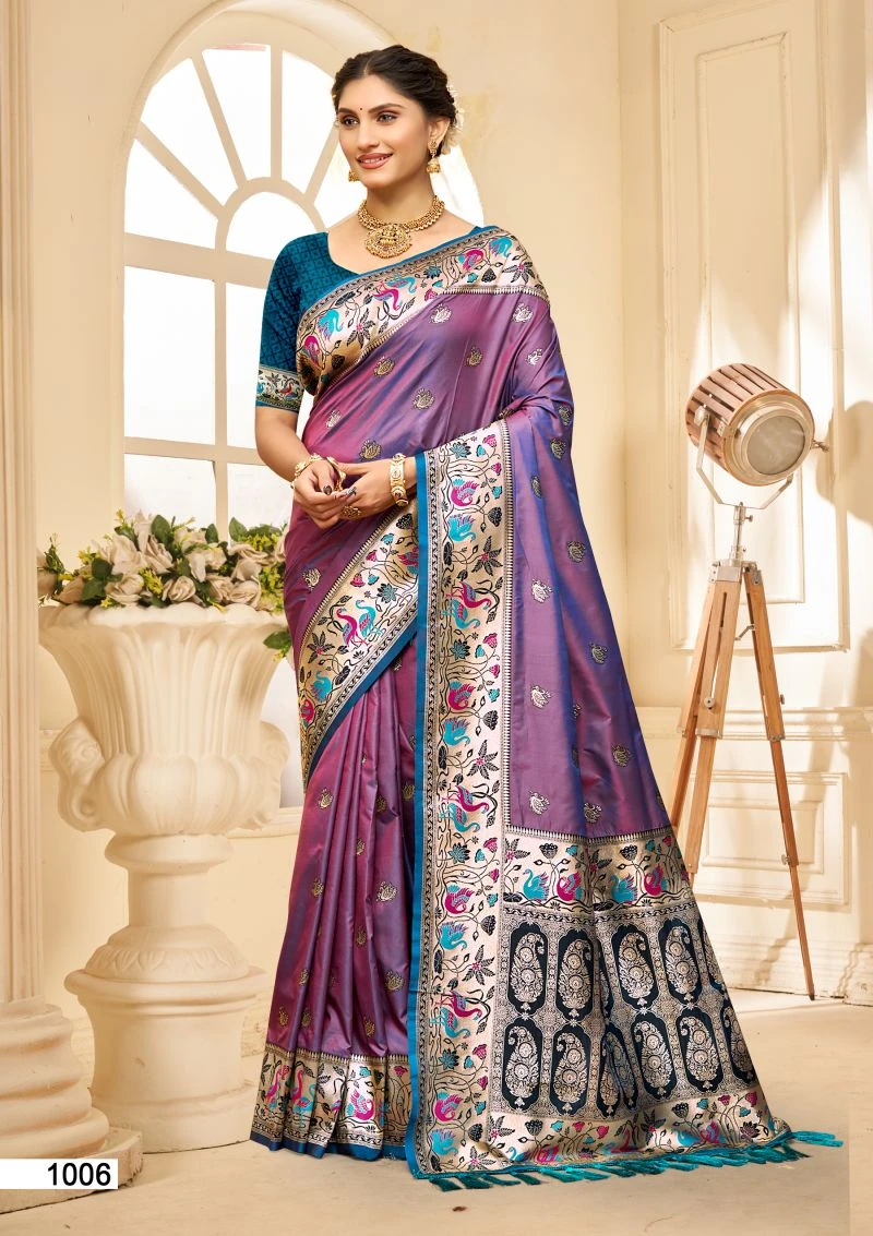 Bunawat Pushpa Silk Sangam Prints Silk Woven Worked Saree 5