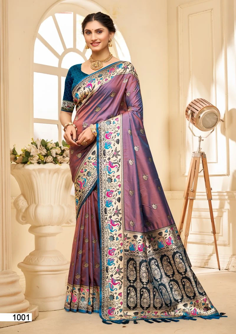 Bunawat Pushpa Silk Sangam Prints Silk Woven Worked Saree 6