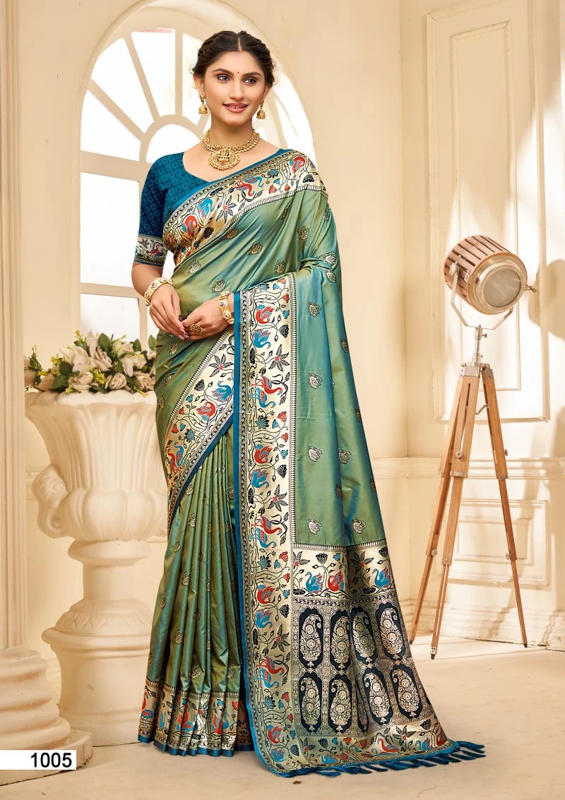 Bunawat Pushpa Silk Sangam Prints Silk Woven Worked Saree 7