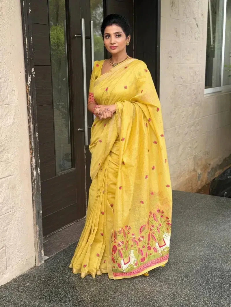 Flower Vol 2 Mul Cotton Weaving Zari Butti Work Saree Collection 1