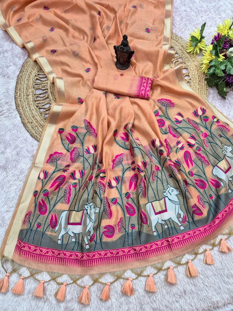 Flower Vol 2 Mul Cotton Weaving Zari Butti Work Saree Collection 2