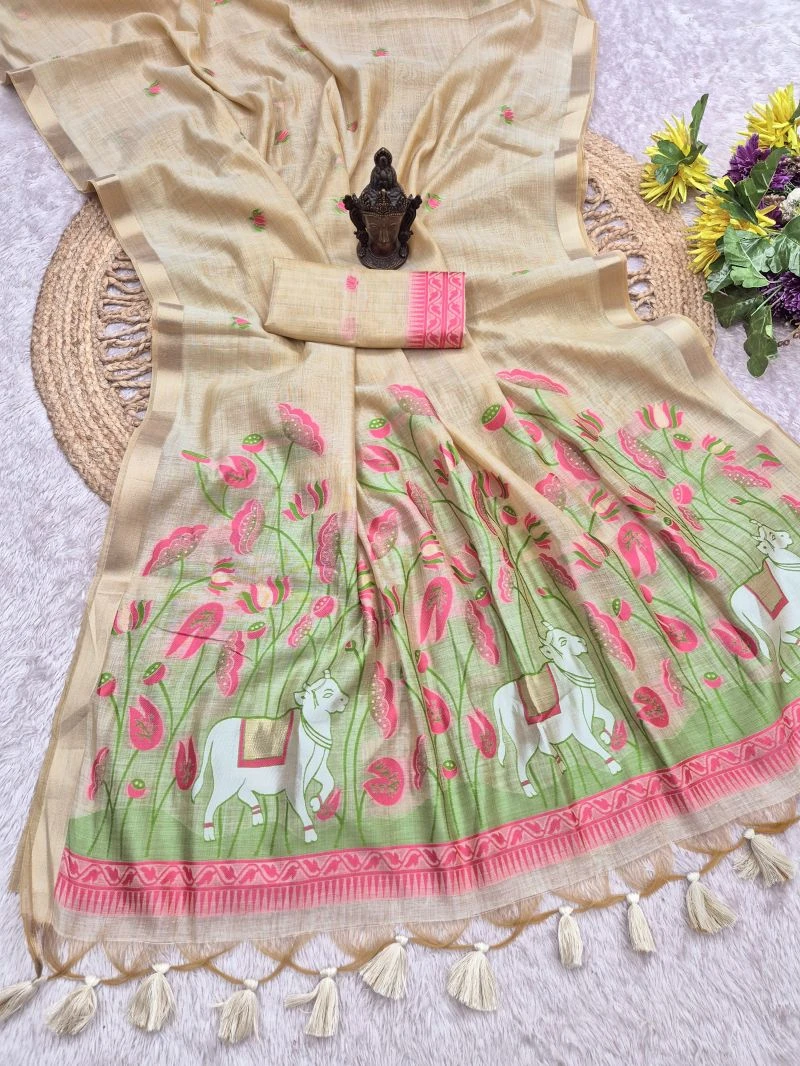 Flower Vol 2 Mul Cotton Weaving Zari Butti Work Saree Collection 4