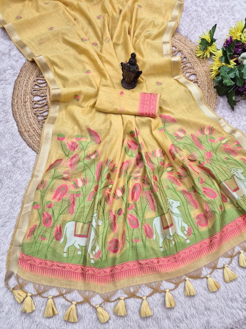 Flower Vol 2 Mul Cotton Weaving Zari Butti Work Saree Collection 5