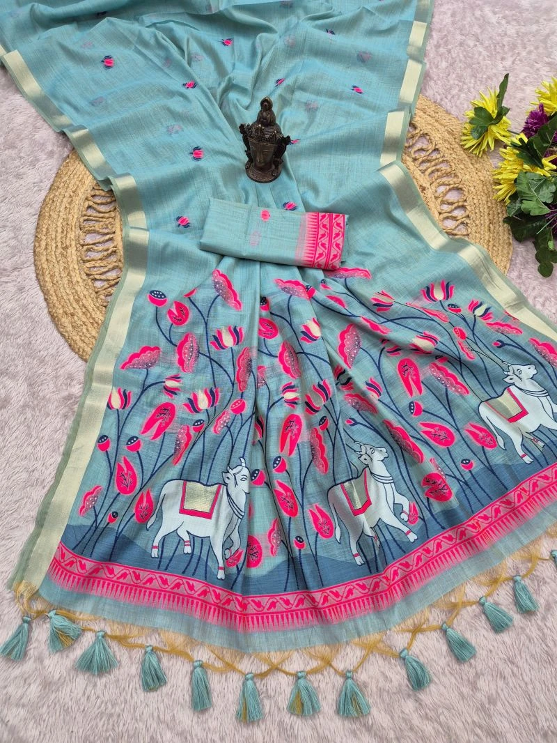 Flower Vol 2 Mul Cotton Weaving Zari Butti Work Saree Collection 7