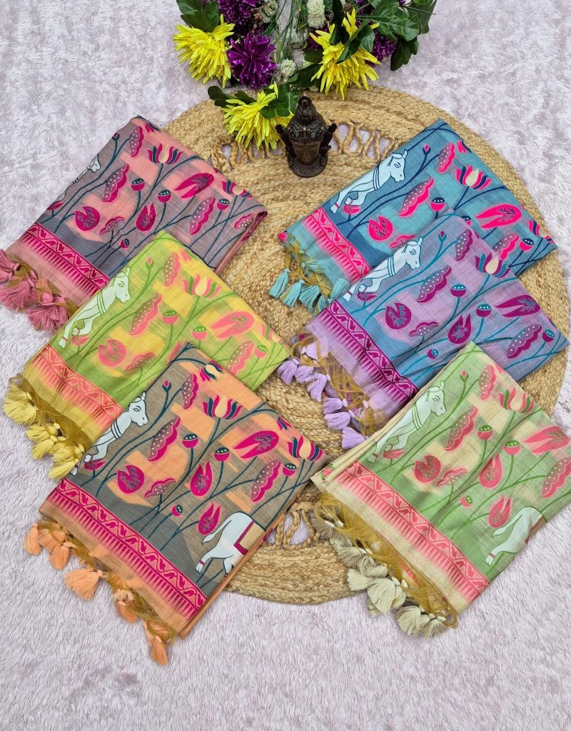 Flower Vol 2 Mul Cotton Weaving Zari Butti Work Saree Collection 8