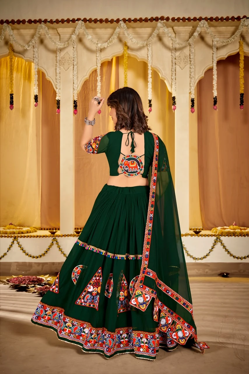 Georgette Lehenga Choli With Kutchi Embroidery And Mirror Work 2