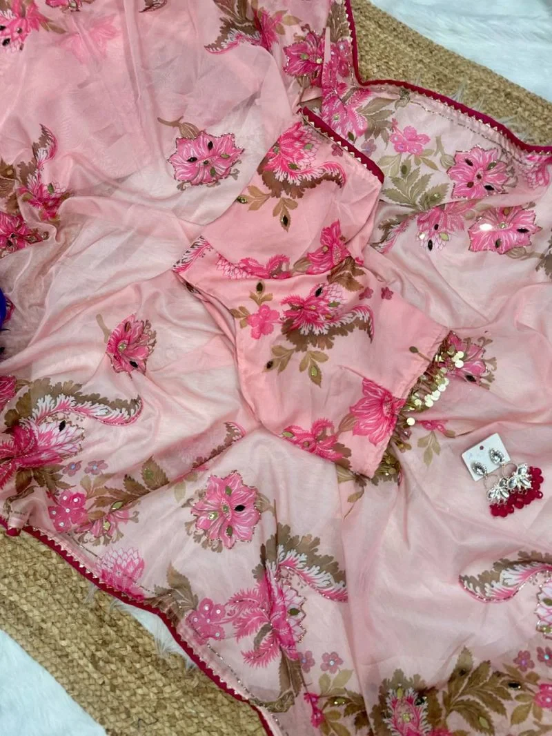 Gopi 3 Soft Tebby Silk Digital Printed Mirror Worked Saree