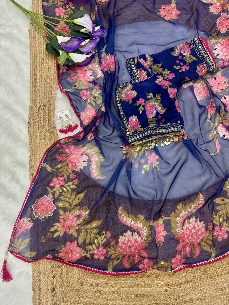 Gopi 3 Soft Tebby Silk Digital Printed Mirror Worked Saree 2