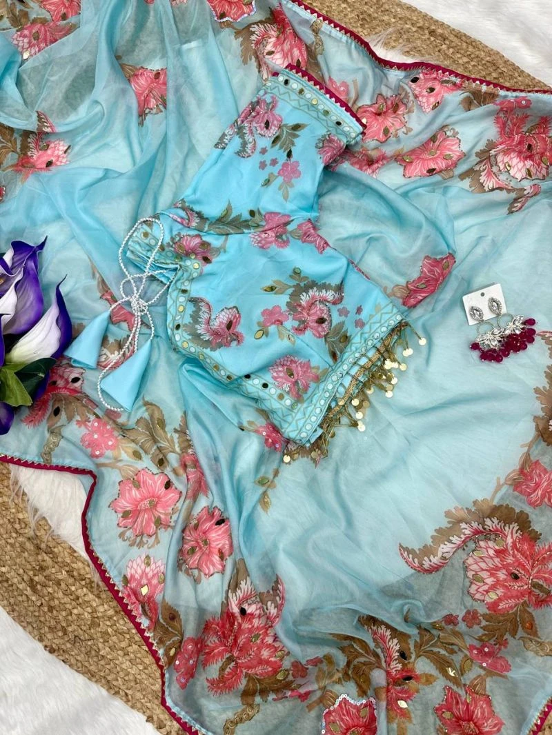 Gopi 3 Soft Tebby Silk Digital Printed Mirror Worked Saree 4