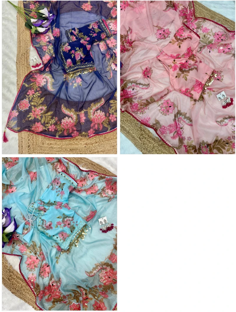 Gopi 3 Soft Tebby Silk Digital Printed Mirror Worked Saree 5