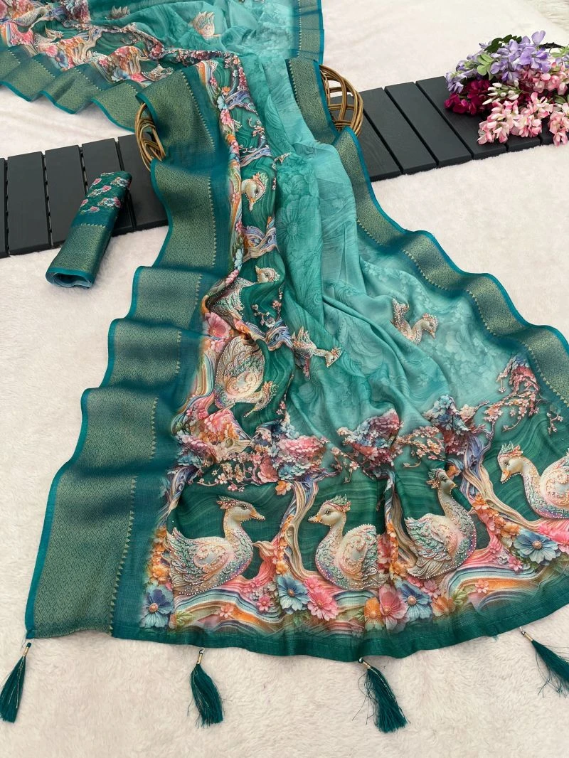 Hamsa K9 Jute Silk Peacock Designer Saree Collection 2