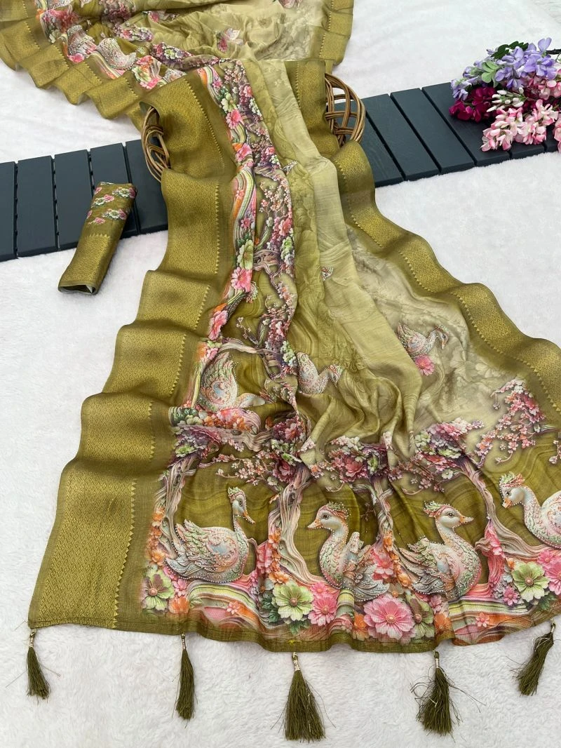 Hamsa K9 Jute Silk Peacock Designer Saree Collection 3