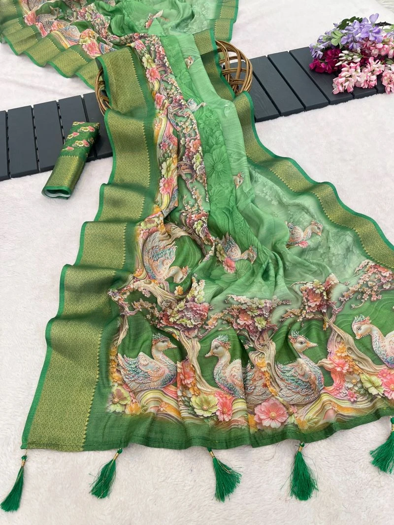 Hamsa K9 Jute Silk Peacock Designer Saree Collection 6