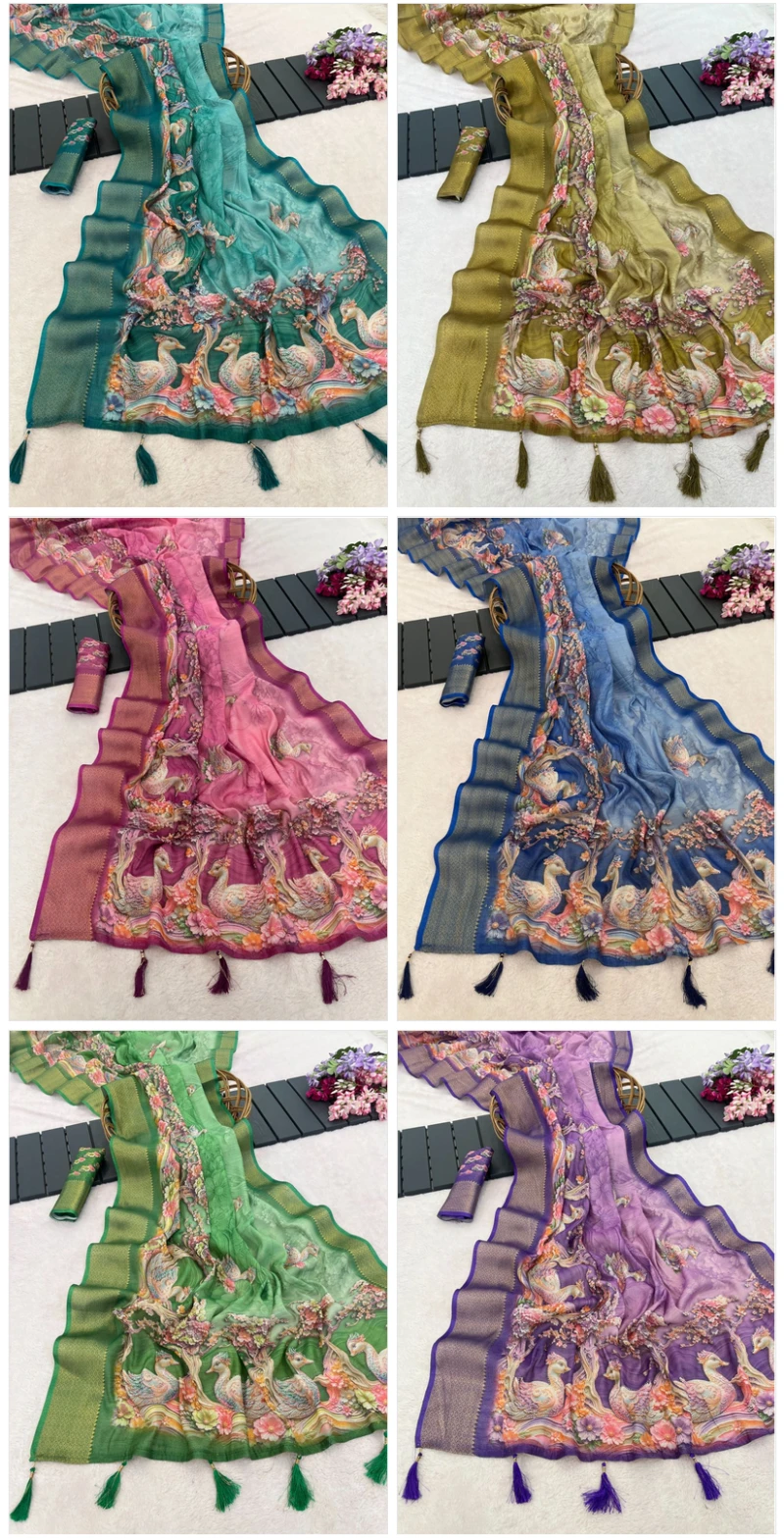 Hamsa K9 Jute Silk Peacock Designer Saree Collection 8