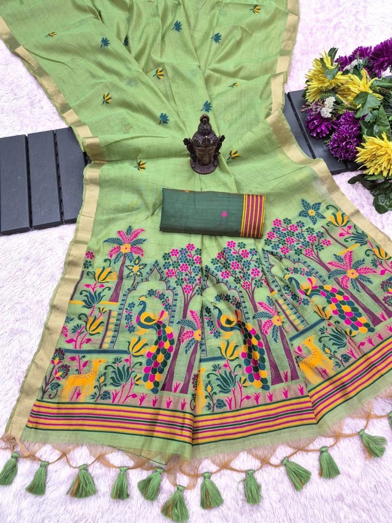 Jasmin Vol 5 Munga Cotton Weaving Zari Butti Work Saree Collection 2
