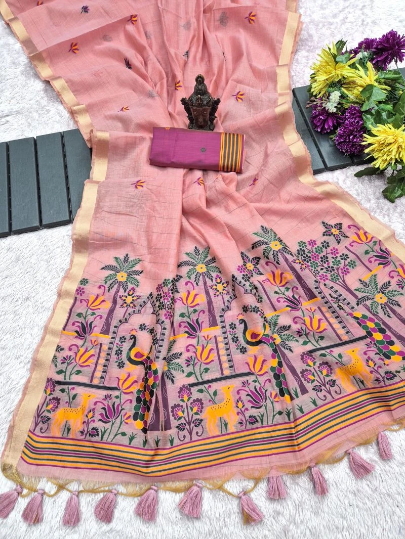 Jasmin Vol 5 Munga Cotton Weaving Zari Butti Work Saree Collection 3