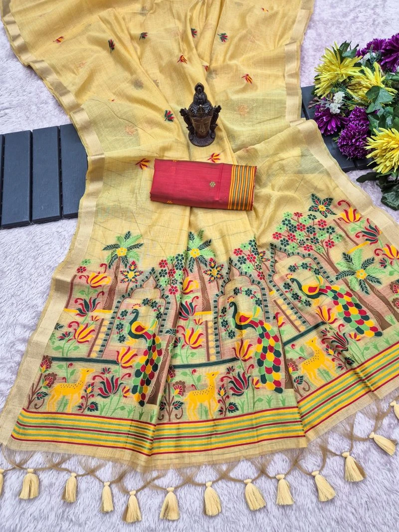 Jasmin Vol 5 Munga Cotton Weaving Zari Butti Work Saree Collection 6