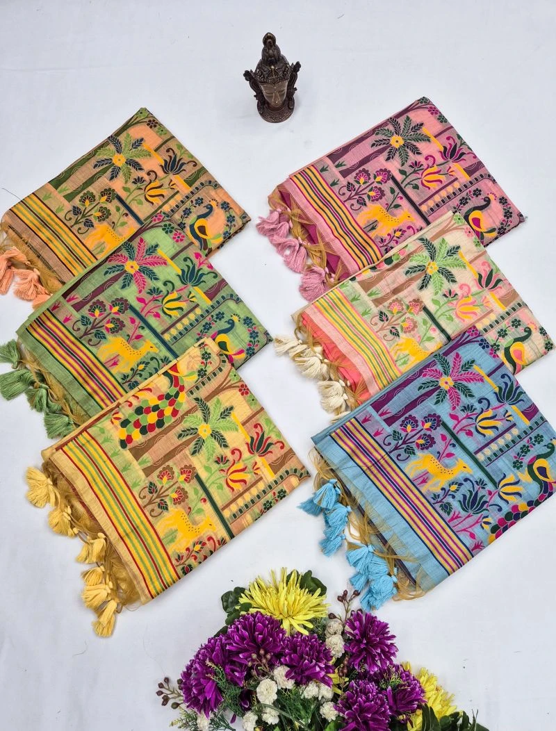 Jasmin Vol 5 Munga Cotton Weaving Zari Butti Work Saree Collection 8