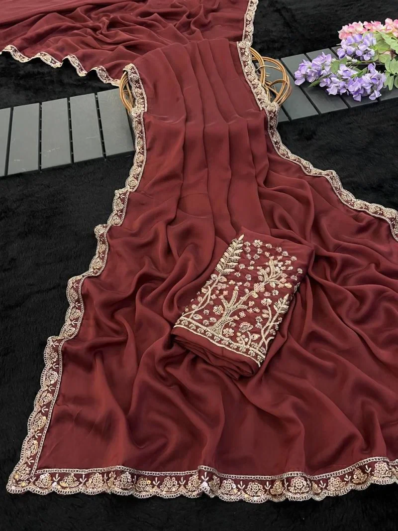 Kalini Kf Rangoli Chiffon Embroidered Saree Collection 14
