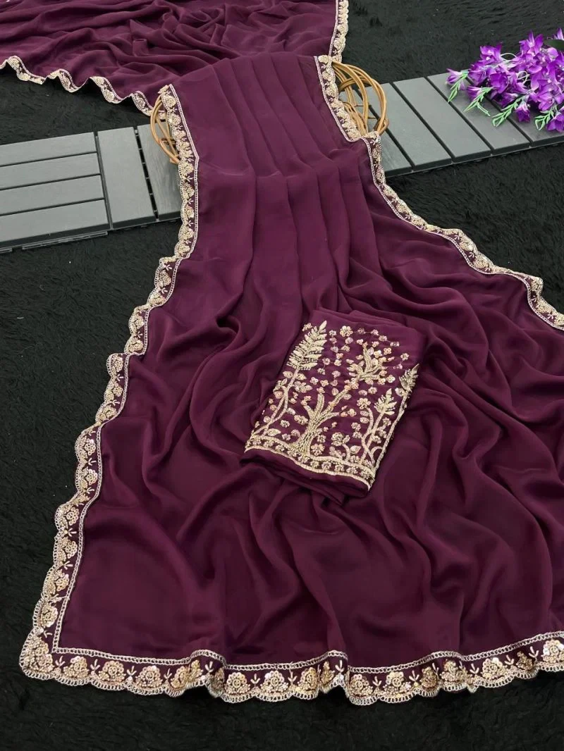 Kalini Kf Rangoli Chiffon Embroidered Saree Collection 15