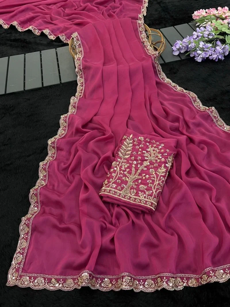 Kalini Kf Rangoli Chiffon Embroidered Saree Collection 3