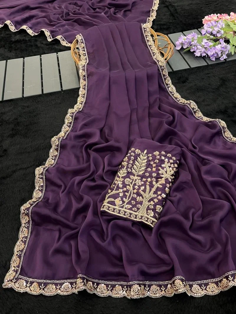 Kalini Kf Rangoli Chiffon Embroidered Saree Collection 5