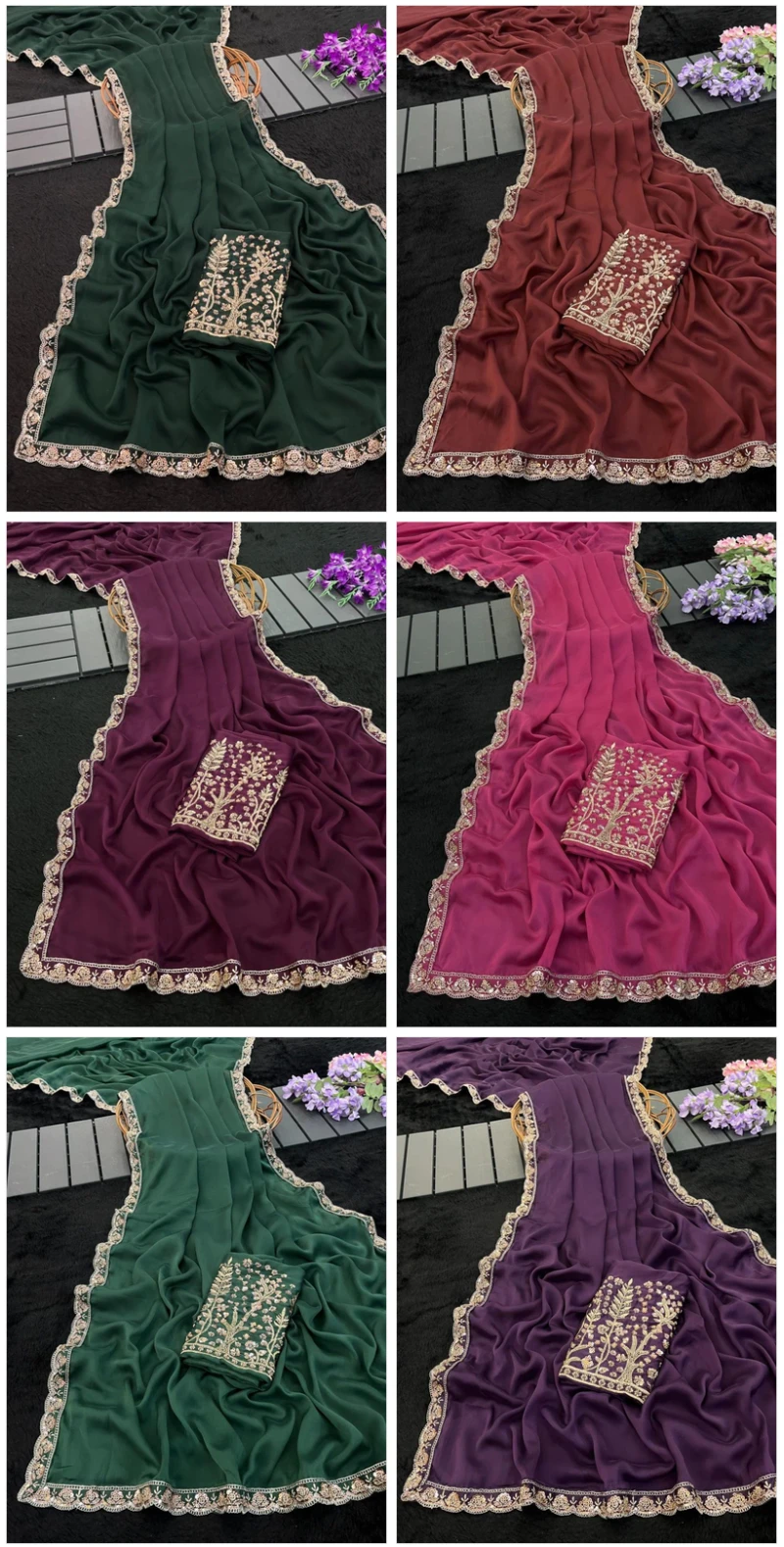 Kalini Kf Rangoli Chiffon Embroidered Saree Collection 6