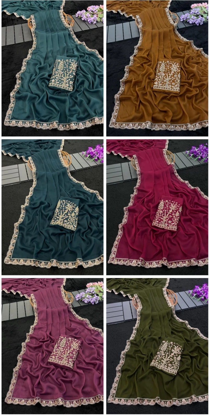 Kalini Kf Rangoli Chiffon Embroidered Saree Collection 7