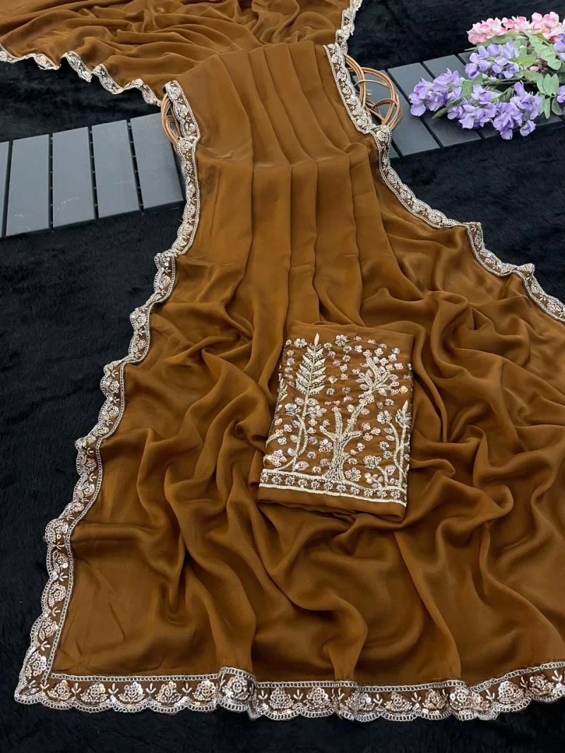 Kalini Kf Rangoli Chiffon Embroidered Saree Collection 8