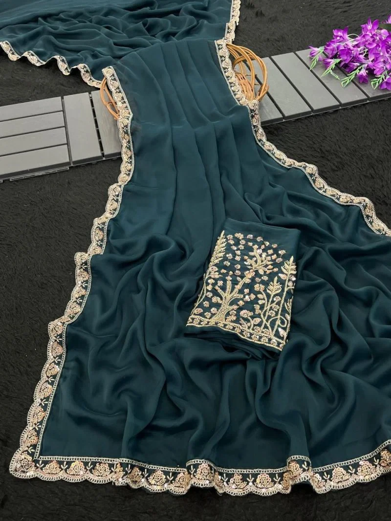 Kalini Kf Rangoli Chiffon Embroidered Saree Collection 9