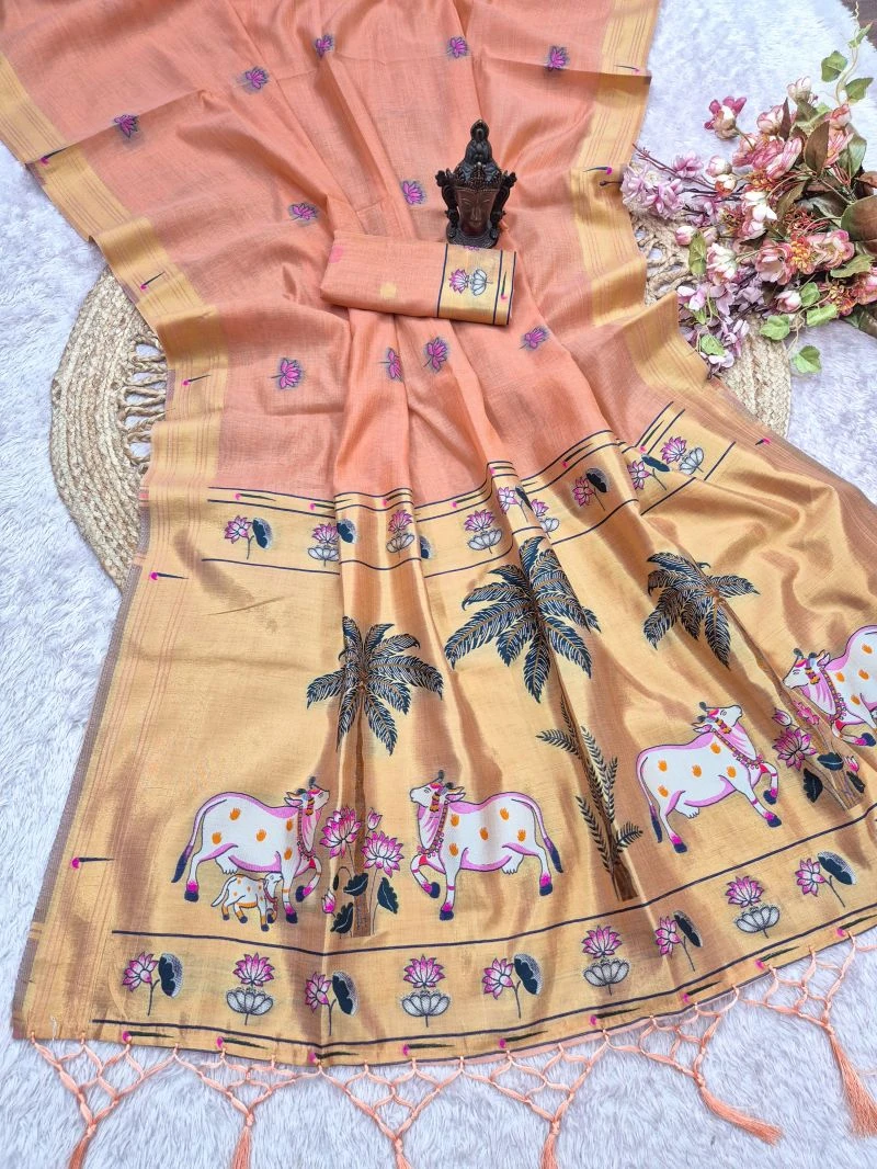 Kamal Vol 1 Munga Cotton Weaving Zari Butti Work Saree Collection 6