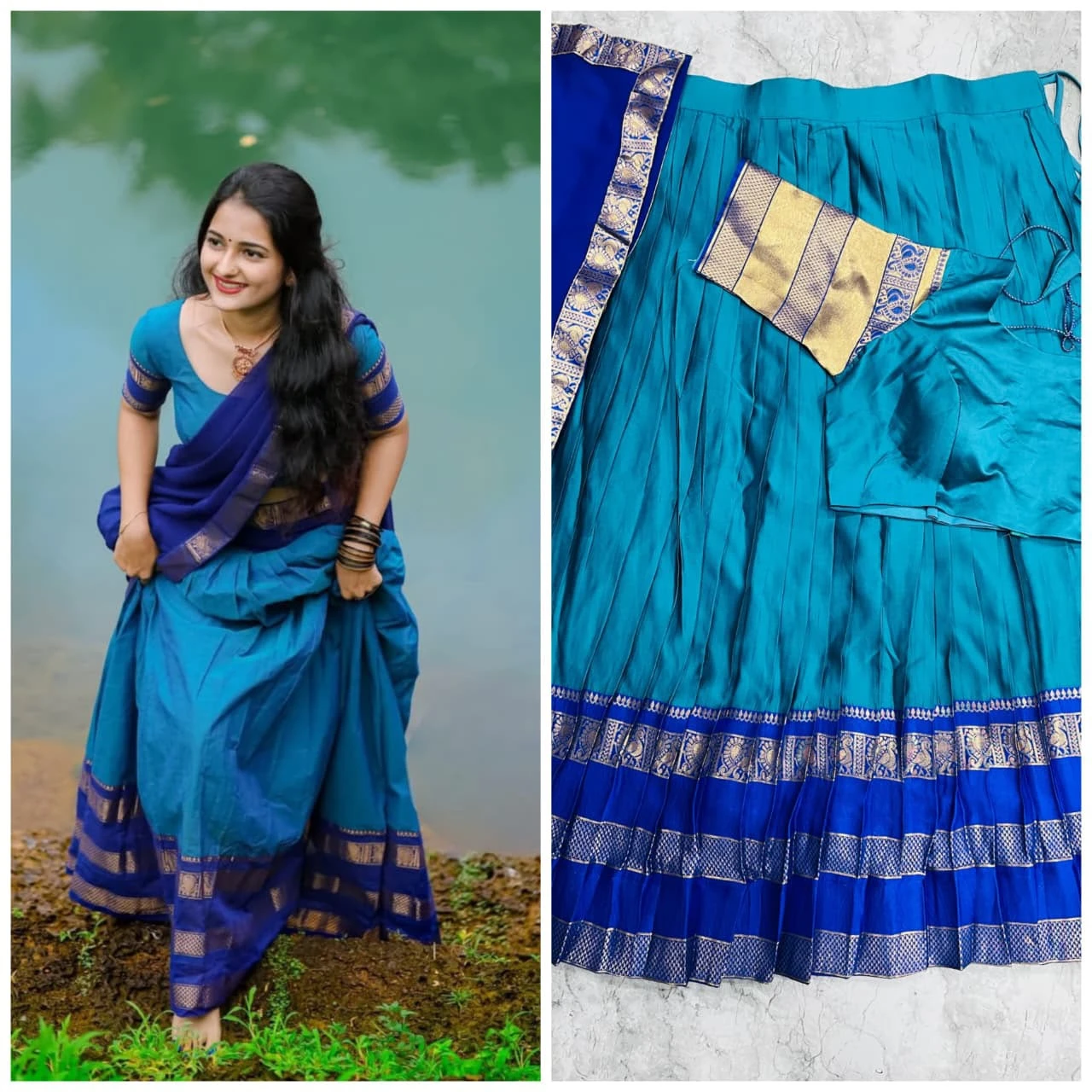 Kanjivaram Silk Lehenga Half Saree 13