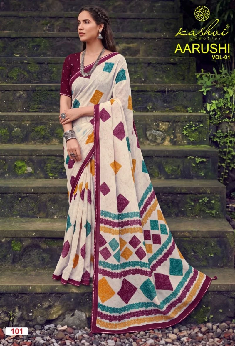 Kashvi Aarushi Vol 1 Weightless Printed Fancy Saree Collection 4