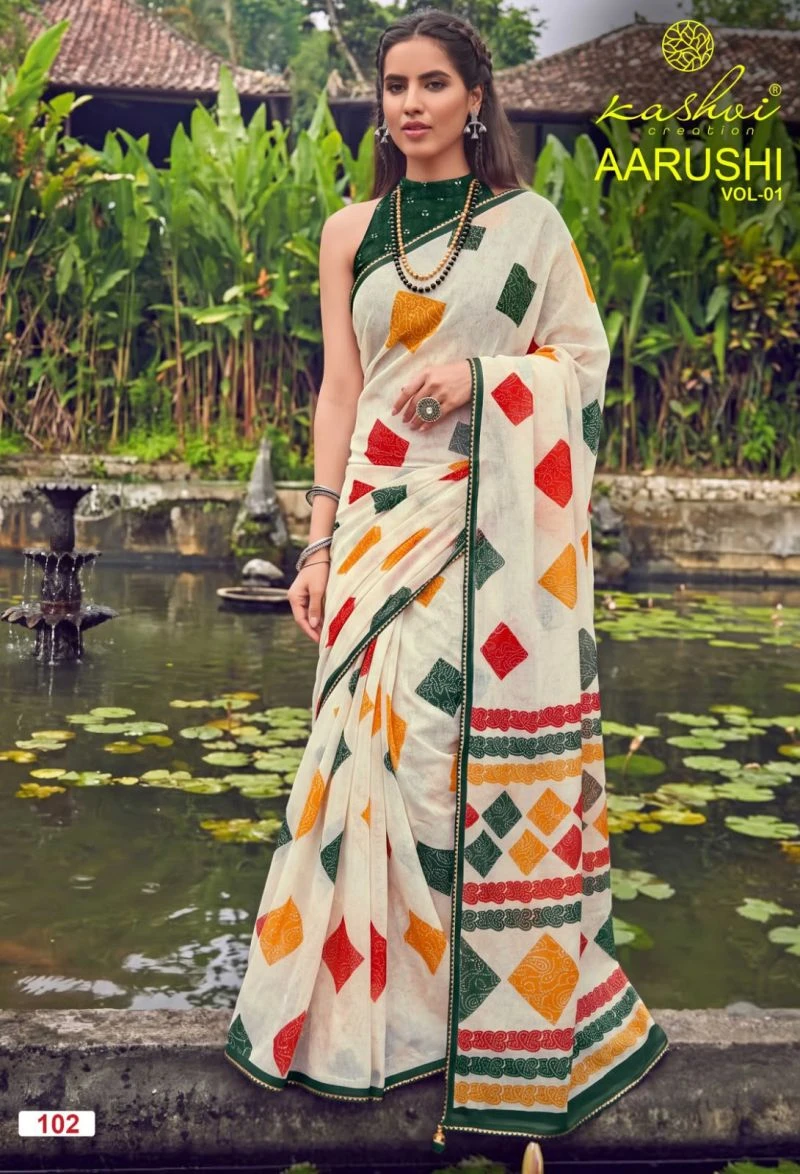 Kashvi Aarushi Vol 1 Weightless Printed Fancy Saree Collection 9