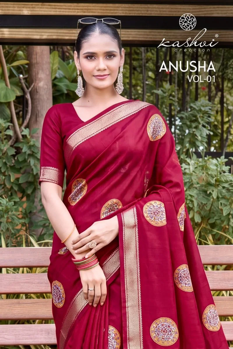 Kashvi Anusha Vol 1 Viscose Satin With Jacquard Border Saree 1