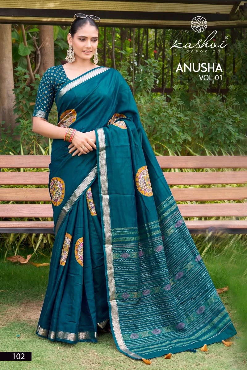 Kashvi Anusha Vol 1 Viscose Satin With Jacquard Border Saree 4
