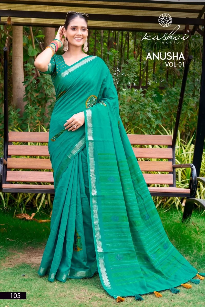 Kashvi Anusha Vol 1 Viscose Satin With Jacquard Border Saree 5