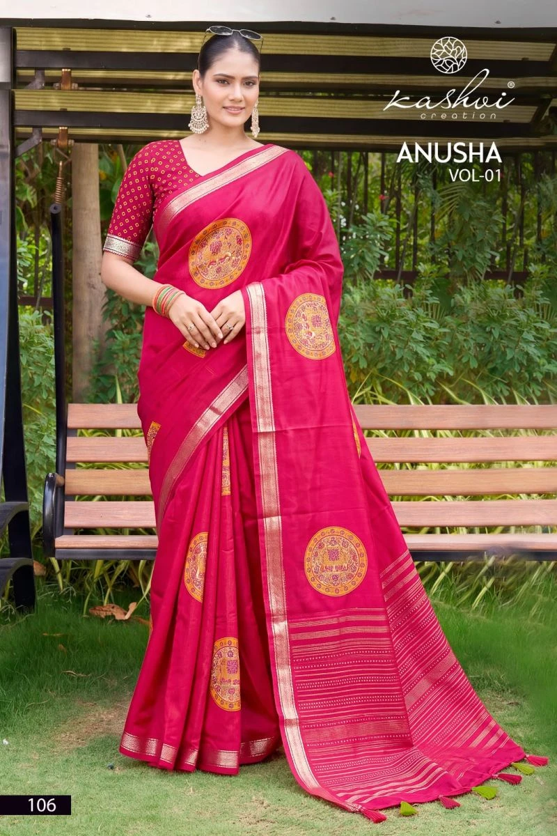 Kashvi Anusha Vol 1 Viscose Satin With Jacquard Border Saree 7