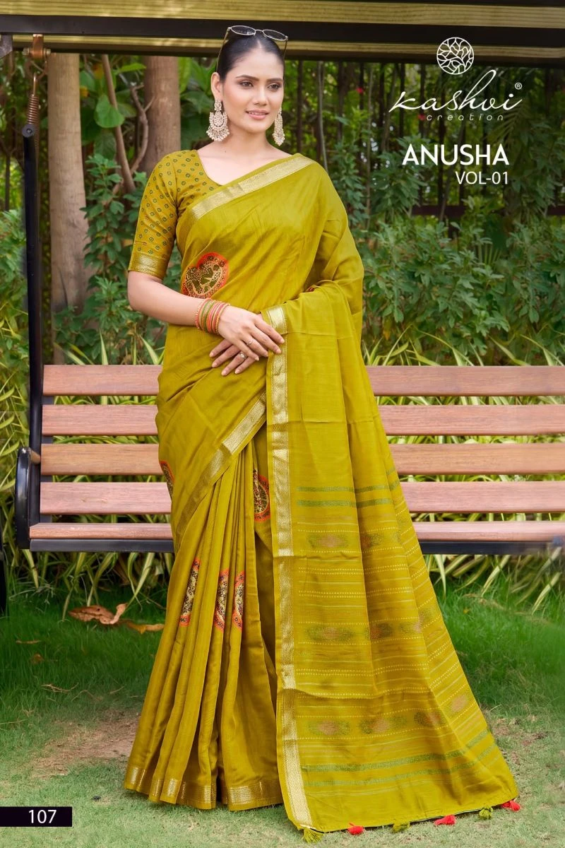 Kashvi Anusha Vol 1 Viscose Satin With Jacquard Border Saree 8