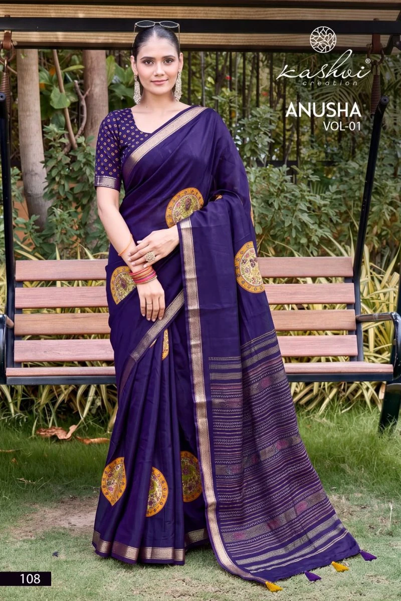 Kashvi Anusha Vol 1 Viscose Satin With Jacquard Border Saree 9