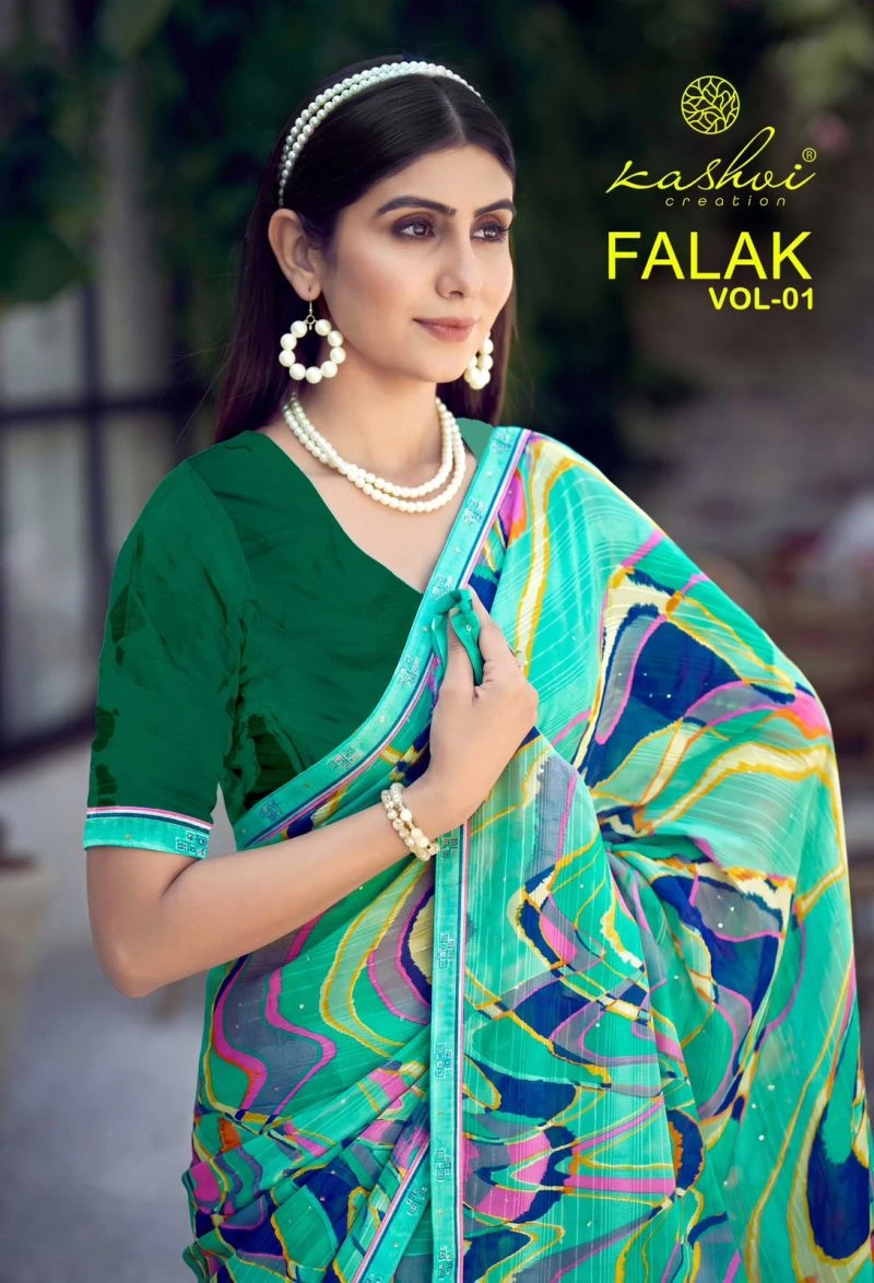 Kashvi Falak Vol 1 Georgette Printed Fancy Saree Collection 1