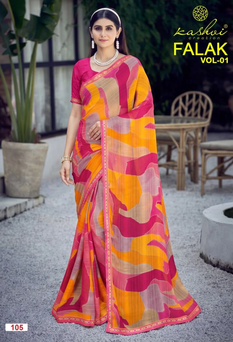 Kashvi Falak Vol 1 Georgette Printed Fancy Saree Collection 4
