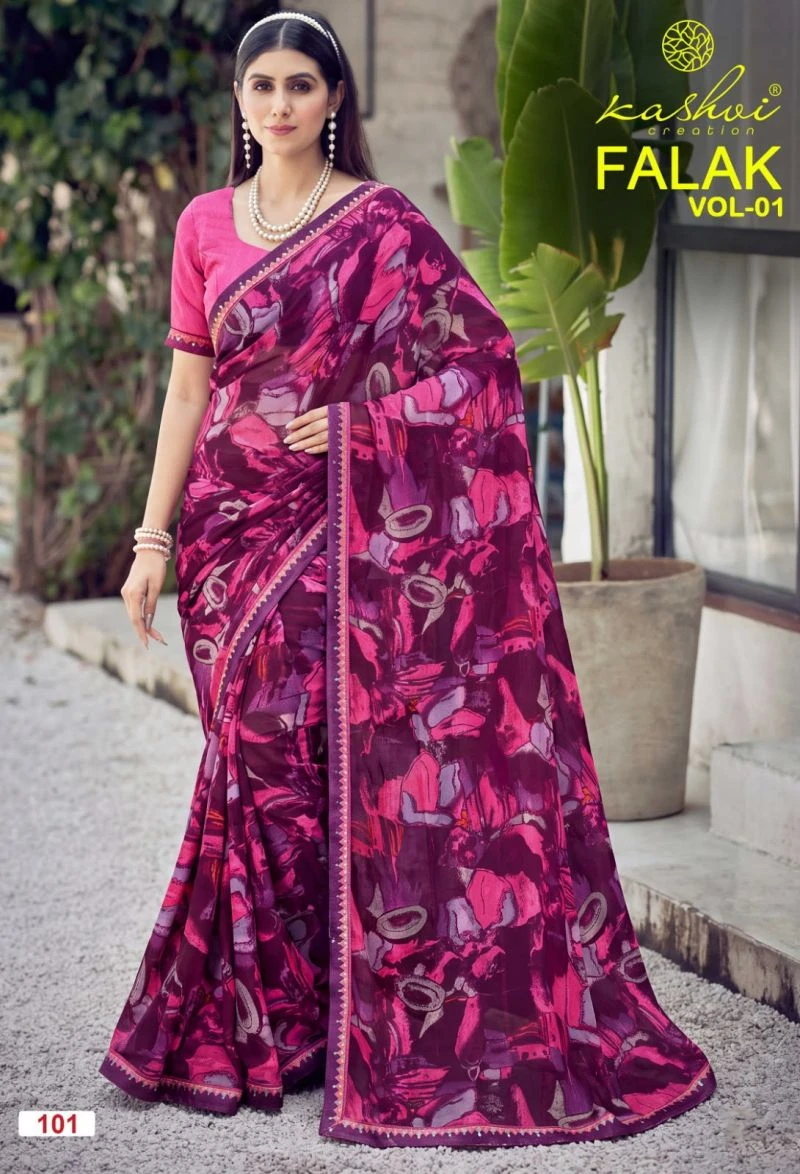 Kashvi Falak Vol 1 Georgette Printed Fancy Saree Collection 5