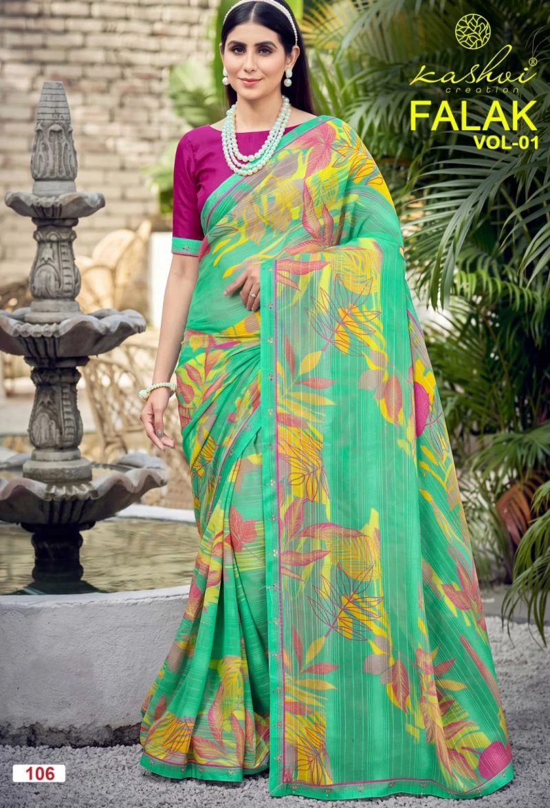 Kashvi Falak Vol 1 Georgette Printed Fancy Saree Collection 9