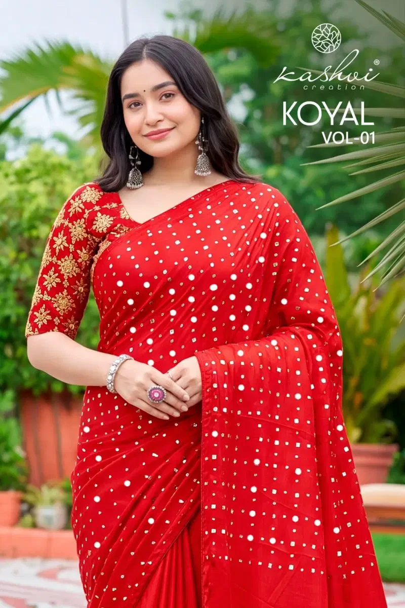 Kashvi Koyal Vol 1 Japan Satin Mirror Work Saree Collection