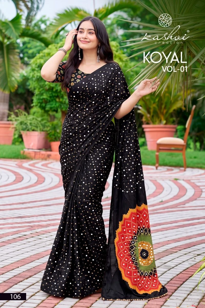 Kashvi Koyal Vol 1 Japan Satin Mirror Work Saree Collection 2