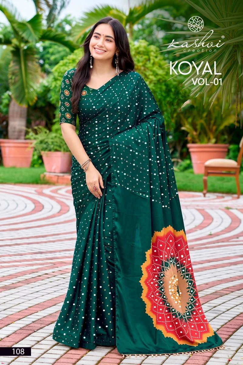 Kashvi Koyal Vol 1 Japan Satin Mirror Work Saree Collection 4