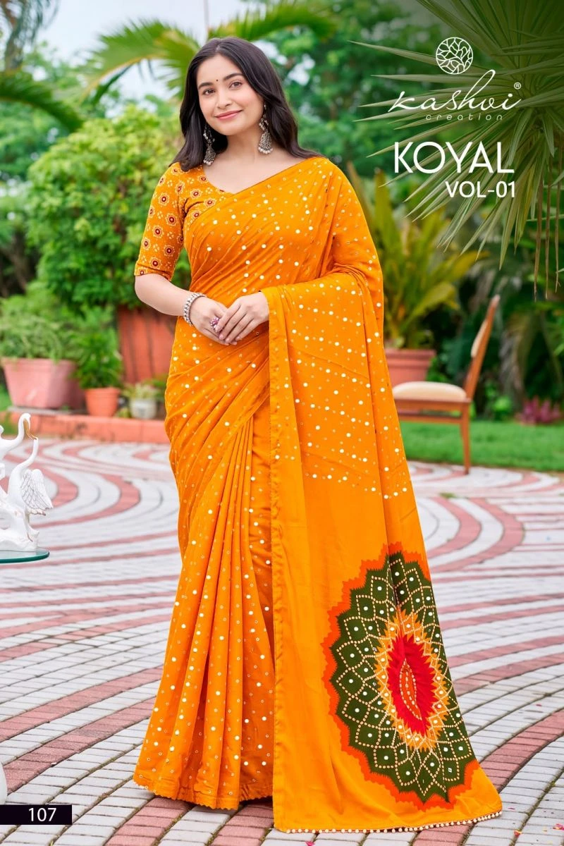 Kashvi Koyal Vol 1 Japan Satin Mirror Work Saree Collection 7